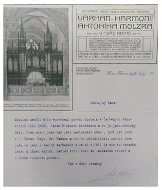 Hlavičkový papír firmy Antonína Mölzra